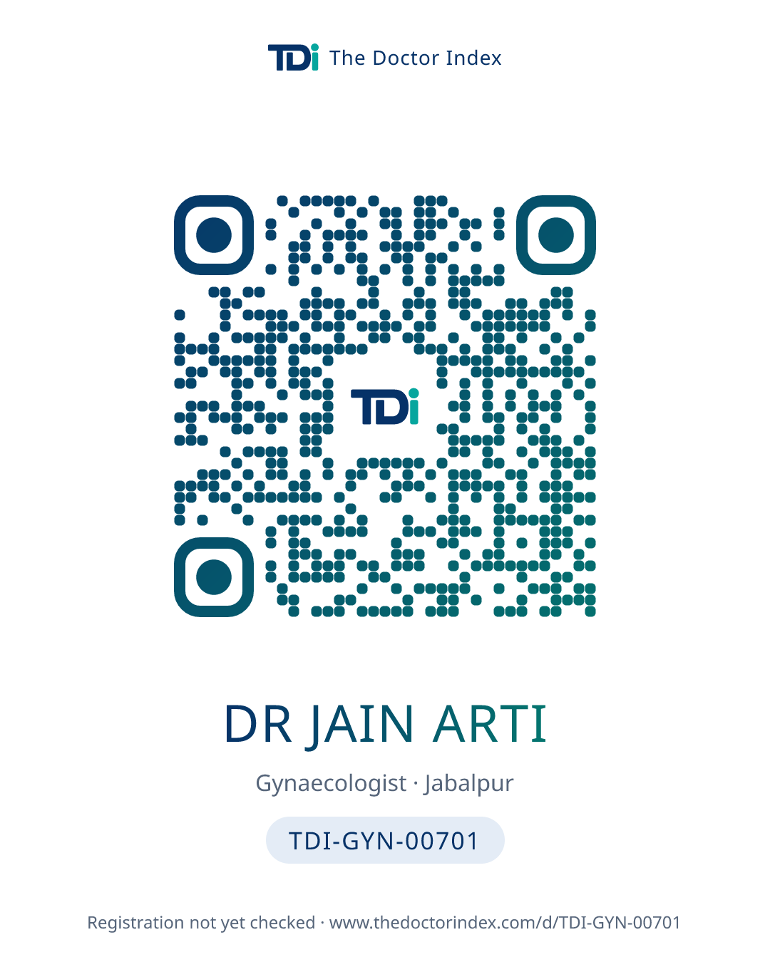 QR card for Dr Jain Arti, TDI-GYN-00701