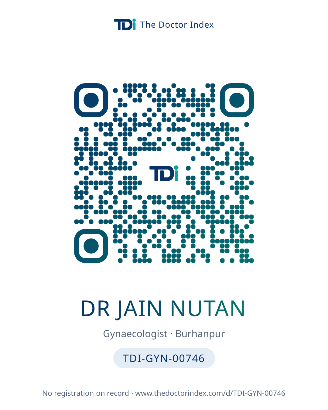 QR card for Dr Jain Nutan, TDI-GYN-00746