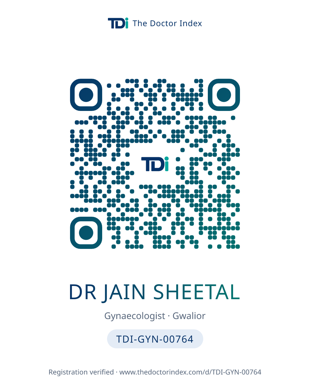 QR card for Dr Jain Sheetal, TDI-GYN-00764