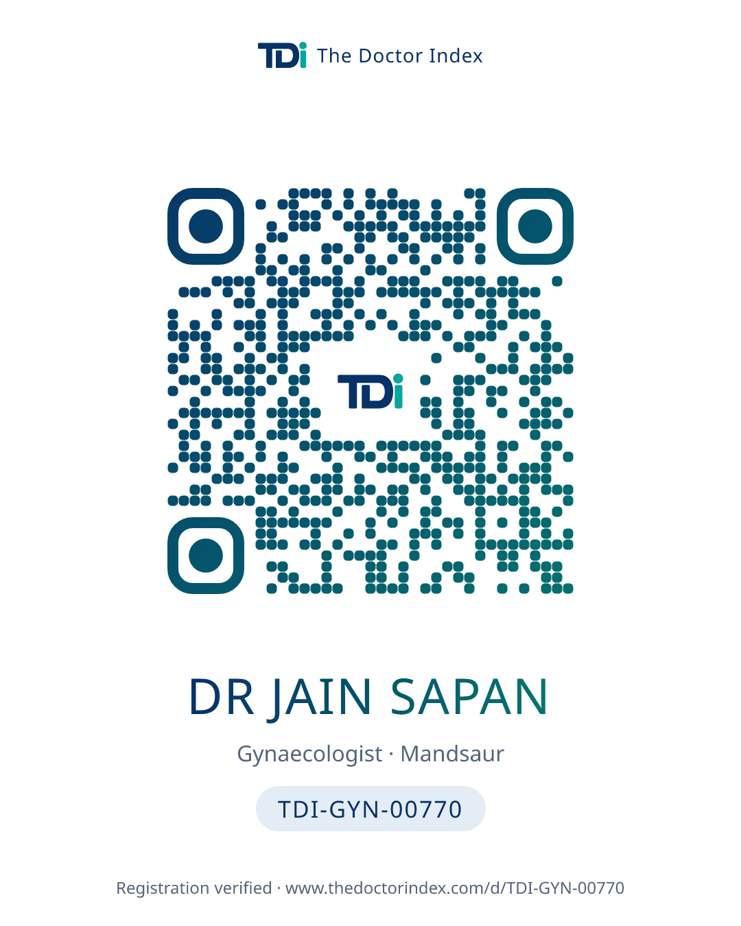 QR card for Dr Jain Sapan, TDI-GYN-00770