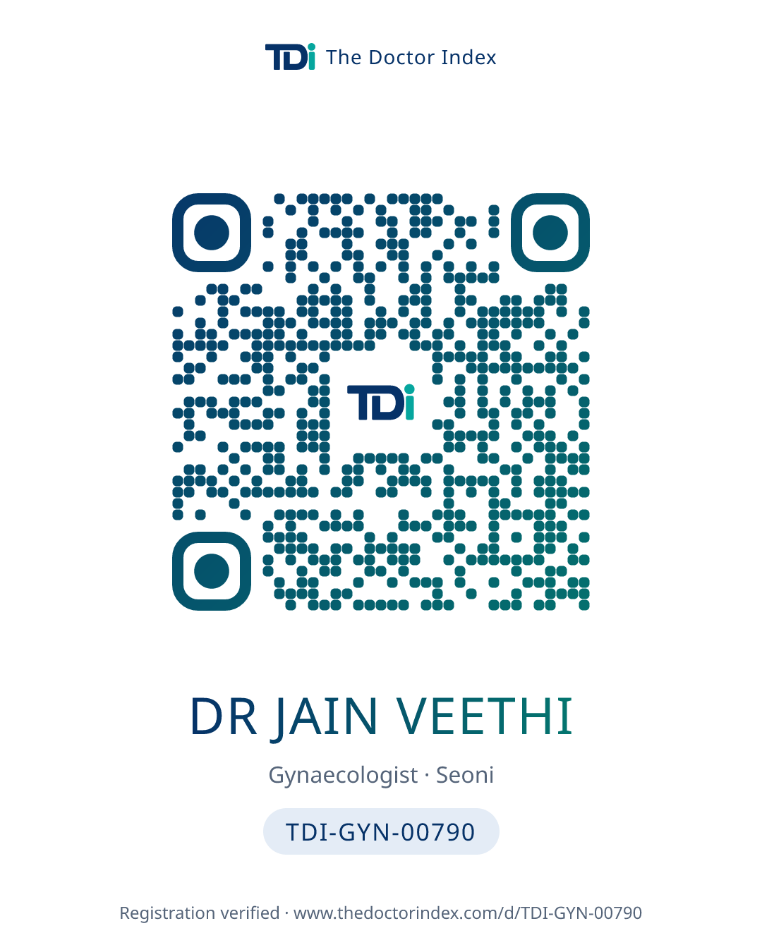 QR card for Dr Jain Veethi, TDI-GYN-00790