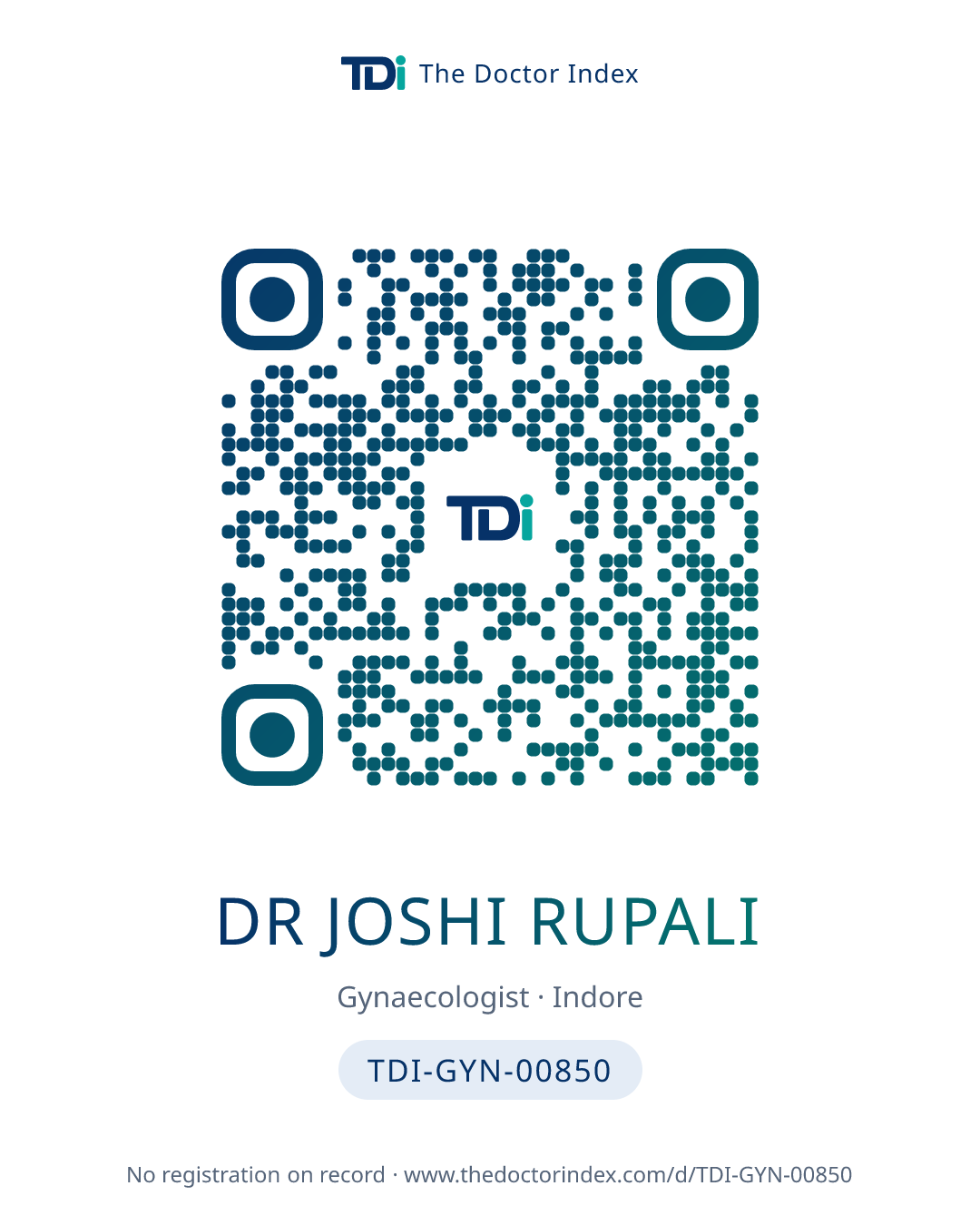 QR card for Dr Joshi Rupali, TDI-GYN-00850