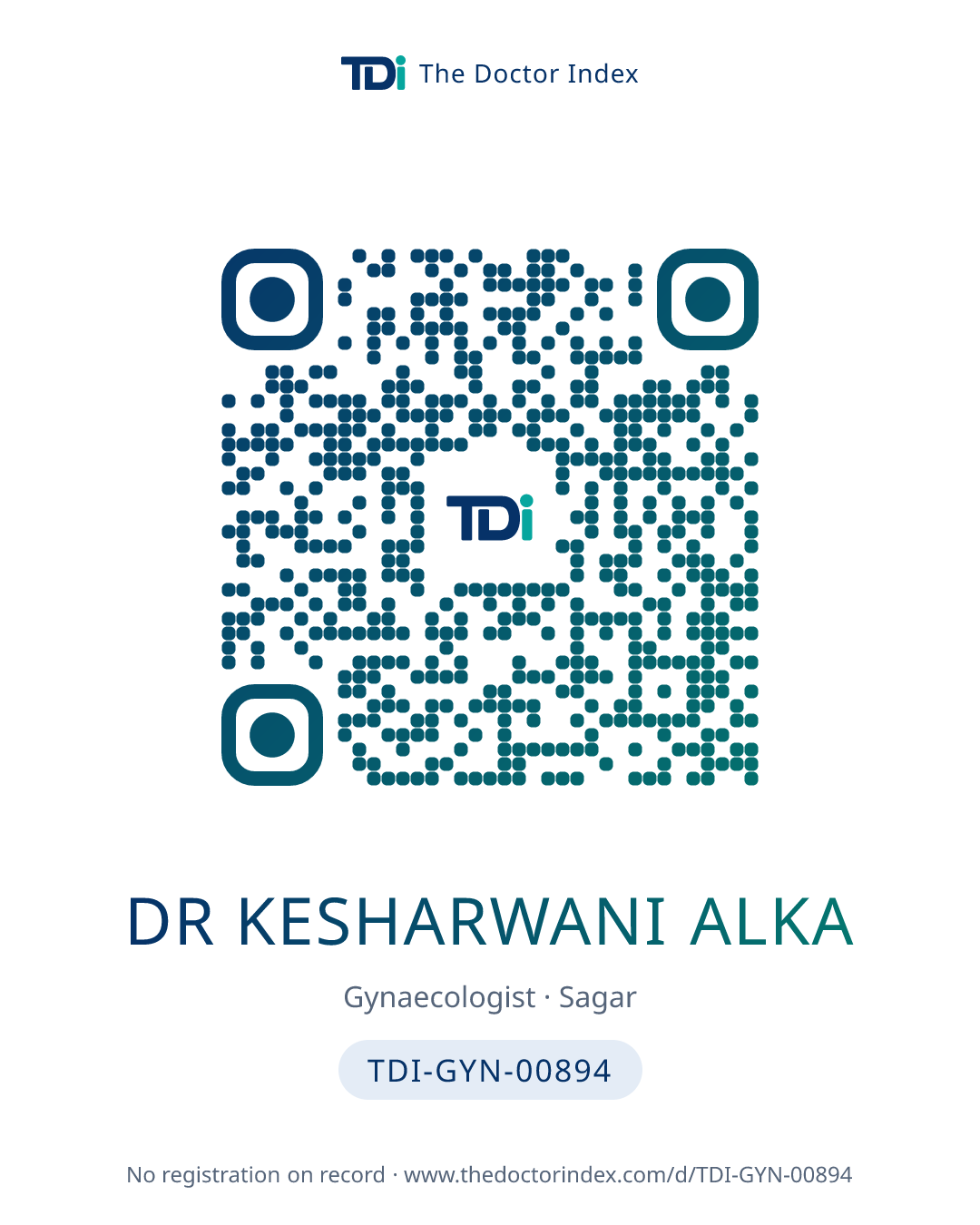 QR card for Dr Kesharwani Alka, TDI-GYN-00894