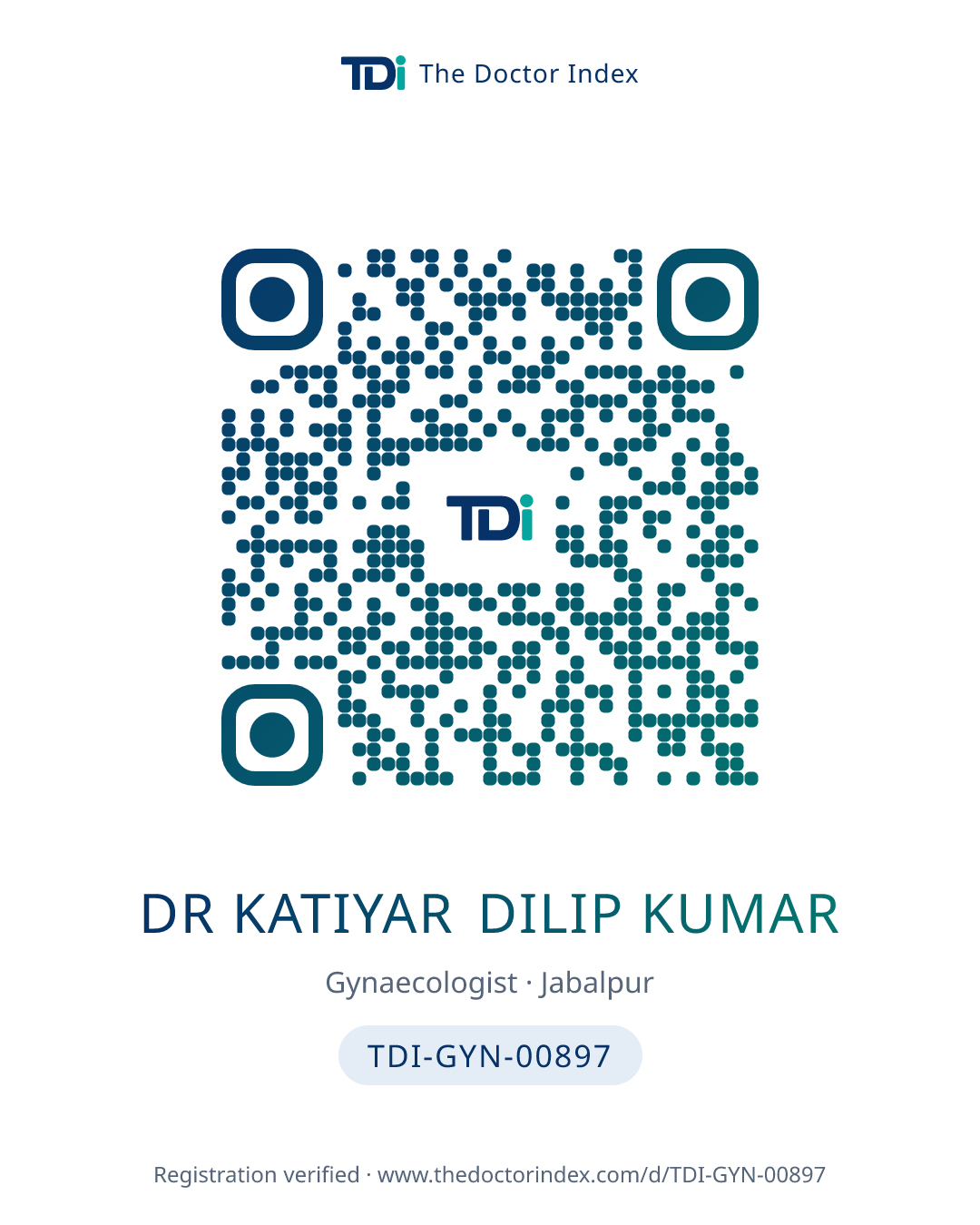 QR card for Dr Katiyar Dilip Kumar, TDI-GYN-00897