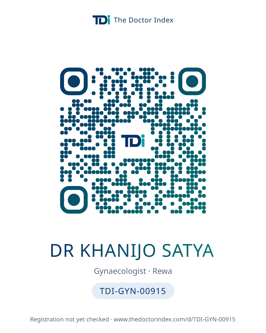 QR card for Dr Khanijo Satya, TDI-GYN-00915