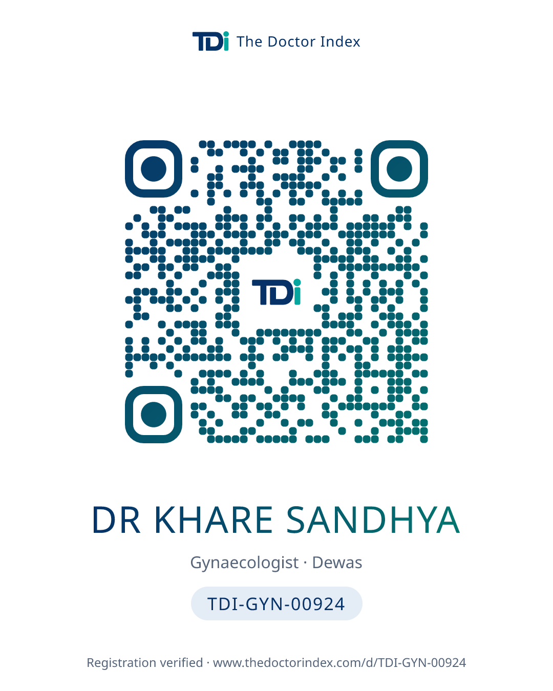 QR card for Dr Khare Sandhya, TDI-GYN-00924