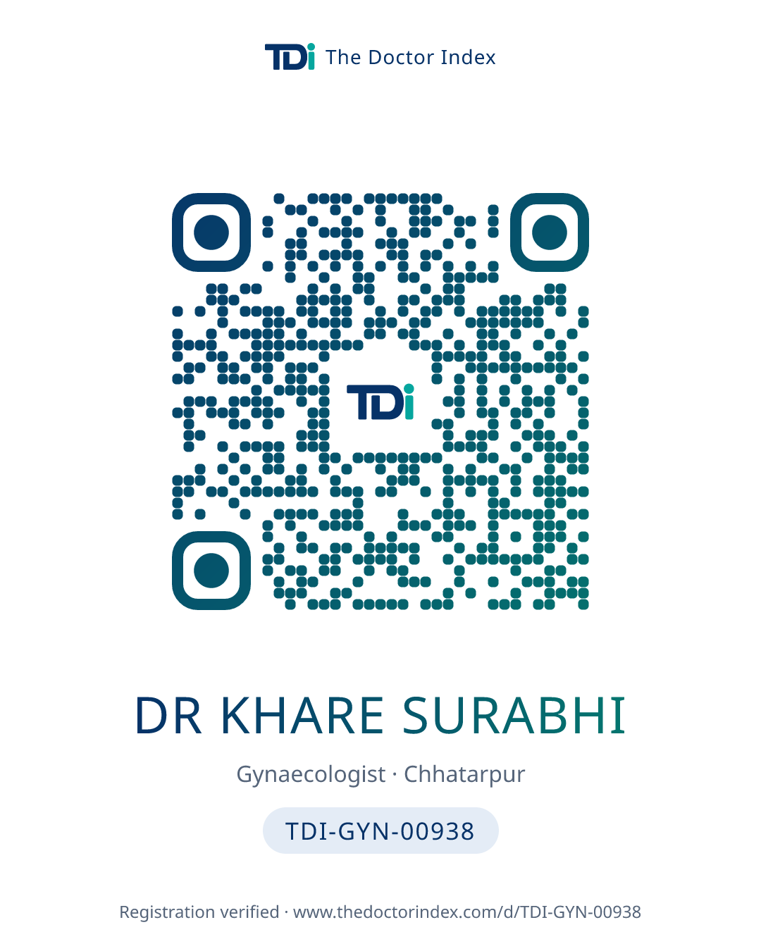 QR card for Dr Khare Surabhi, TDI-GYN-00938