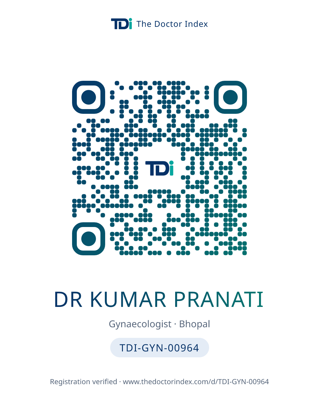 QR card for Dr Kumar Pranati, TDI-GYN-00964