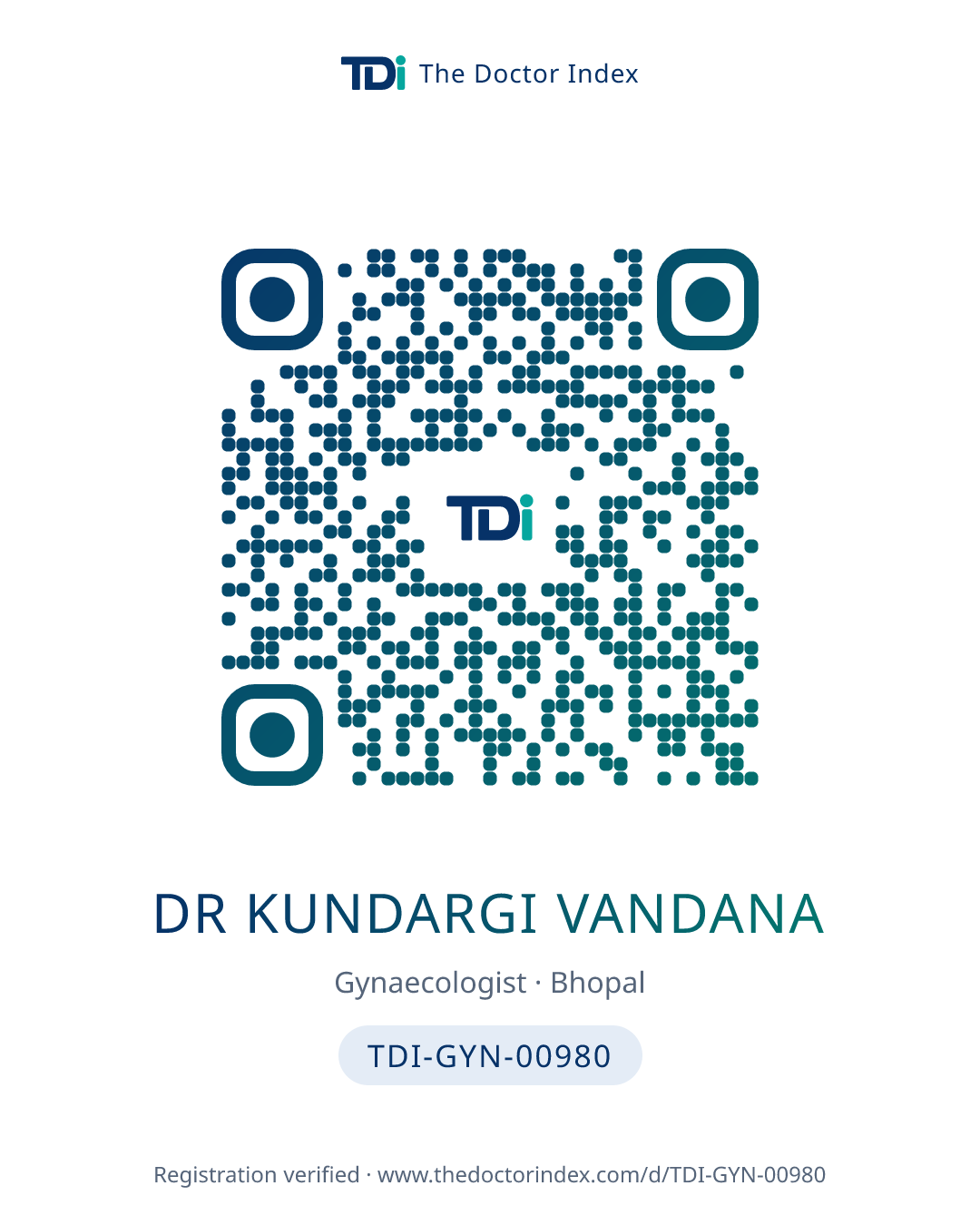 QR card for Dr Kundargi Vandana, TDI-GYN-00980