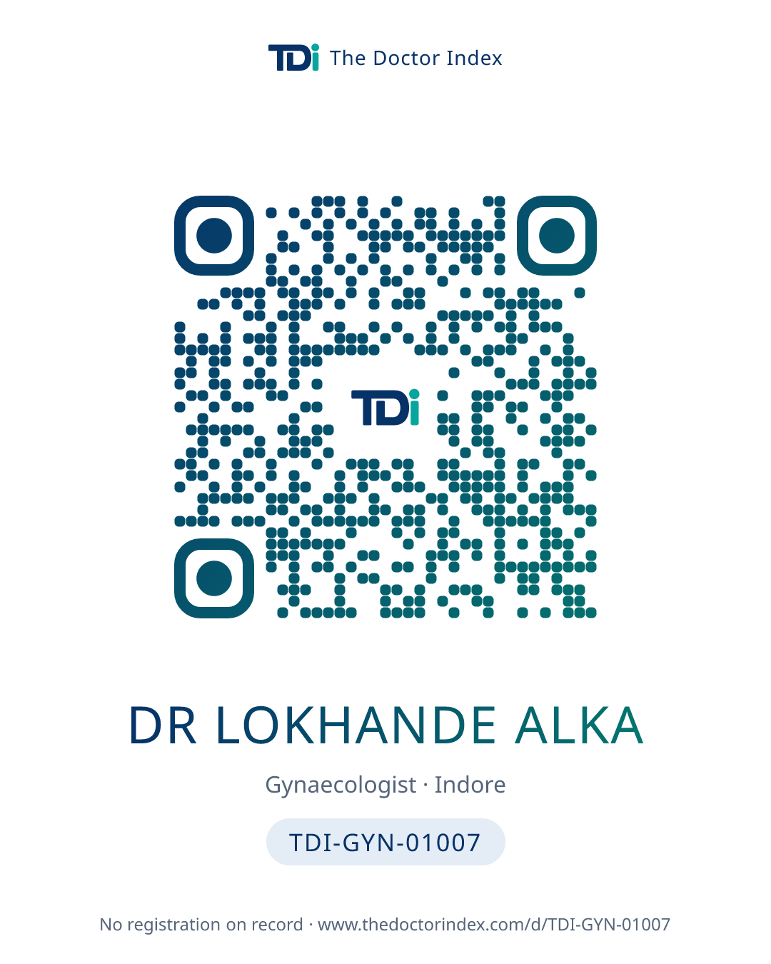 QR card for Dr Lokhande Alka, TDI-GYN-01007