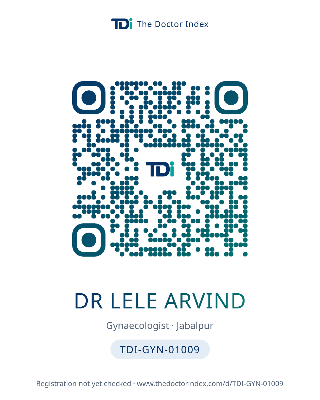 QR card for Dr Lele Arvind, TDI-GYN-01009