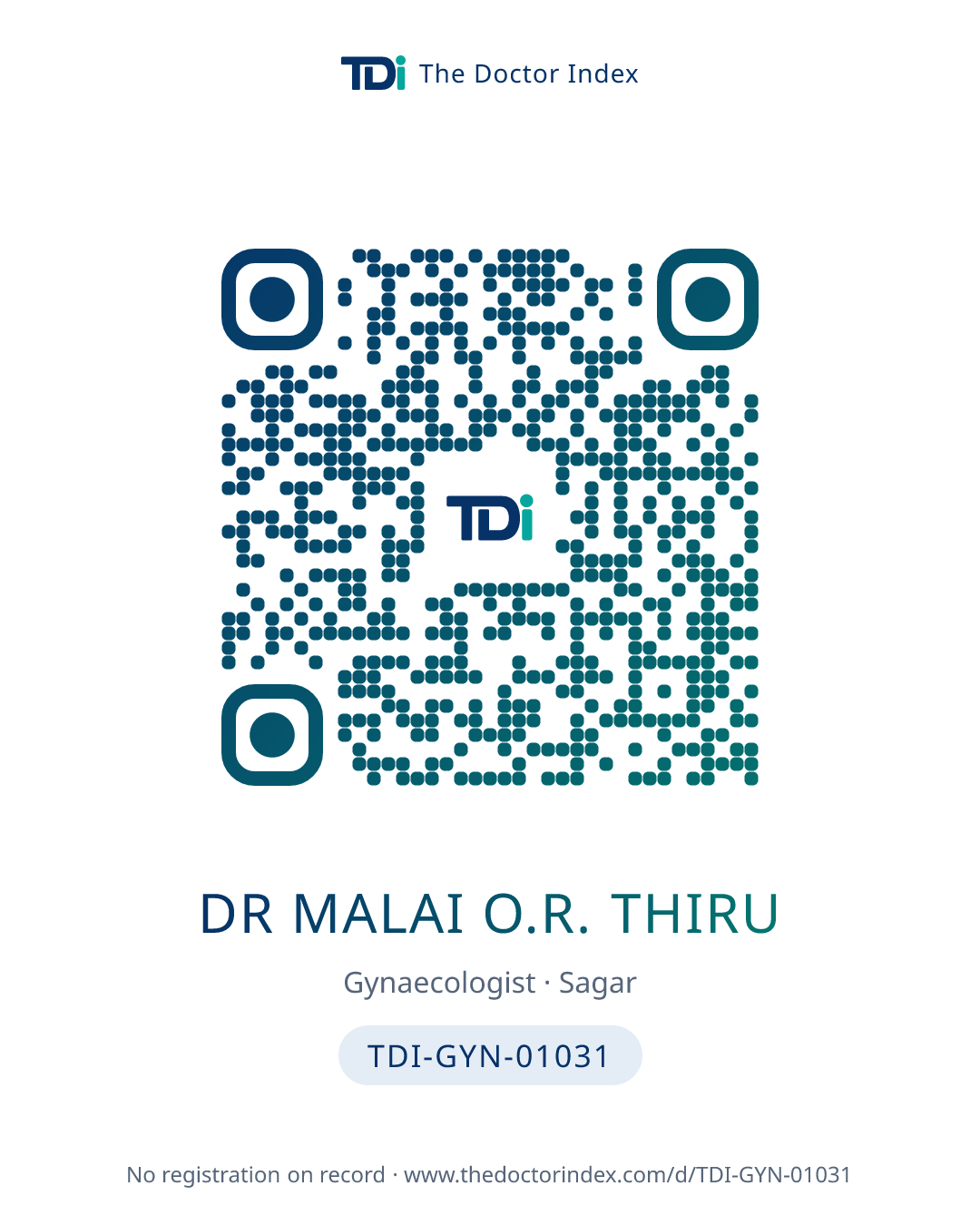 QR card for Dr Malai O.R. Thiru, TDI-GYN-01031