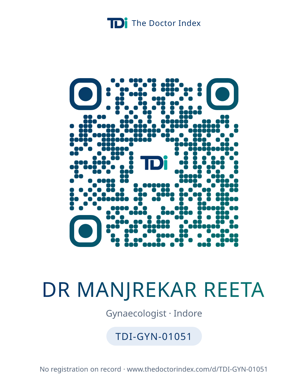 QR card for Dr Manjrekar Reeta, TDI-GYN-01051