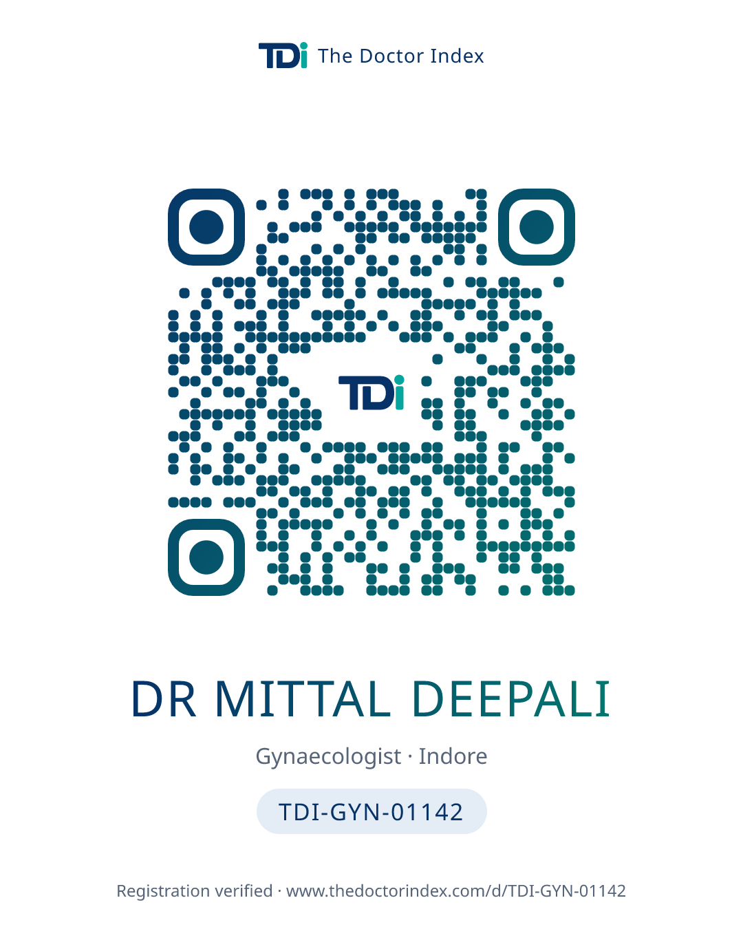 QR card for Dr Mittal Deepali, TDI-GYN-01142
