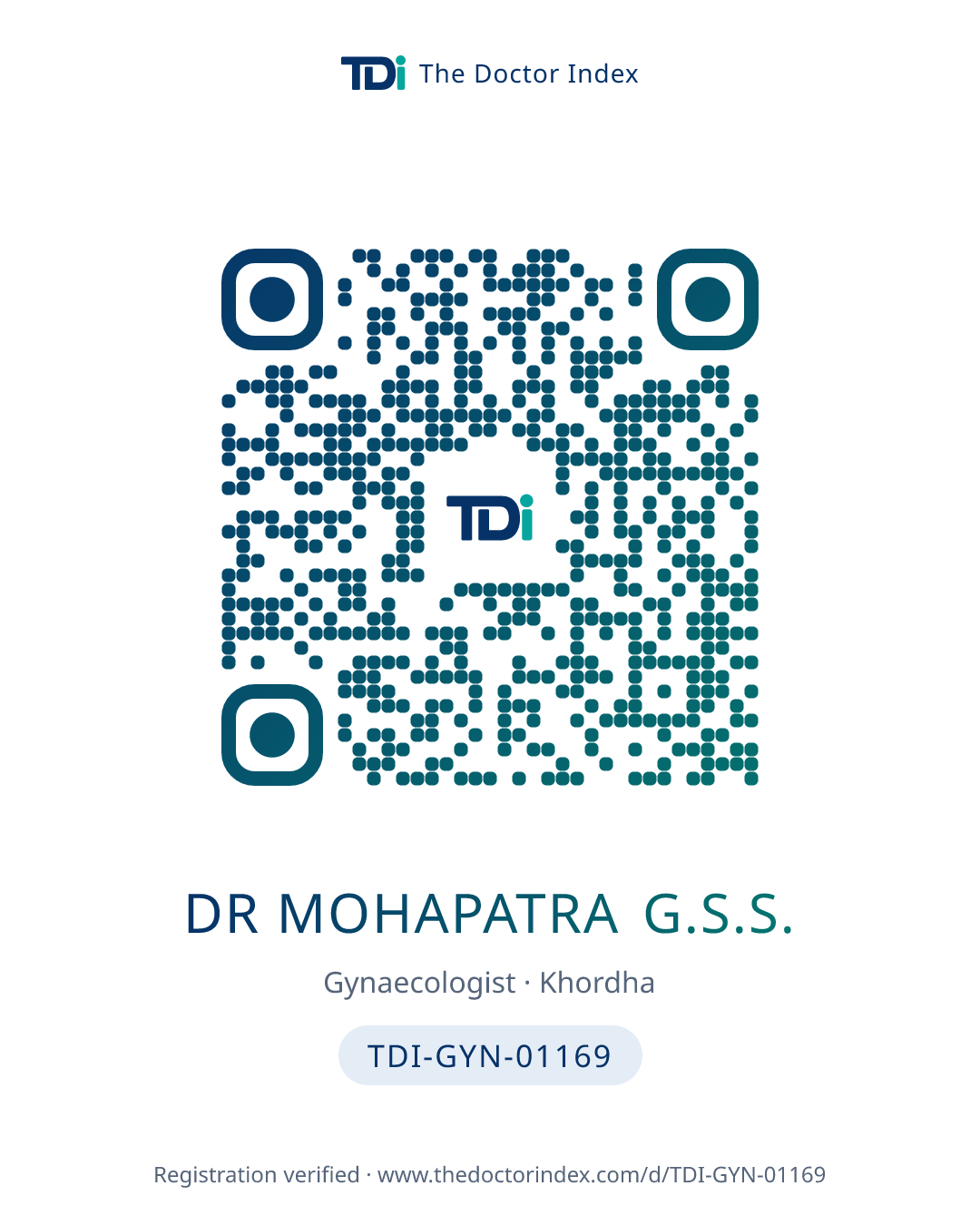 QR card for Dr Mohapatra G.S.S., TDI-GYN-01169