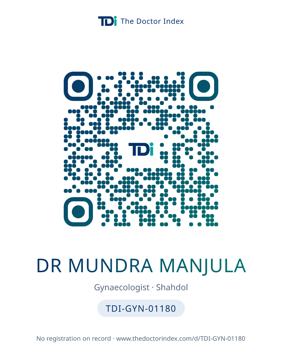 QR card for Dr Mundra Manjula, TDI-GYN-01180