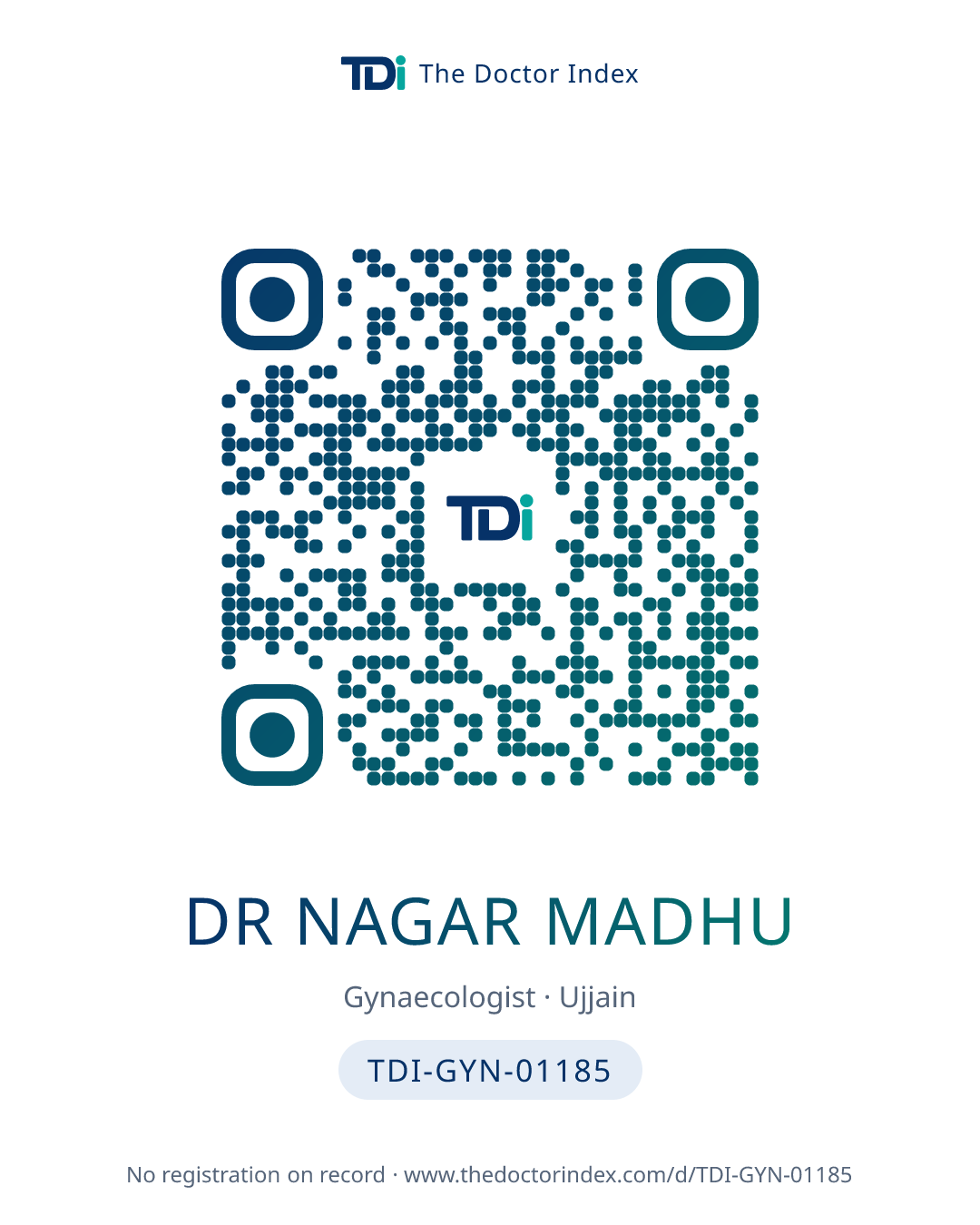 QR card for Dr Nagar Madhu, TDI-GYN-01185