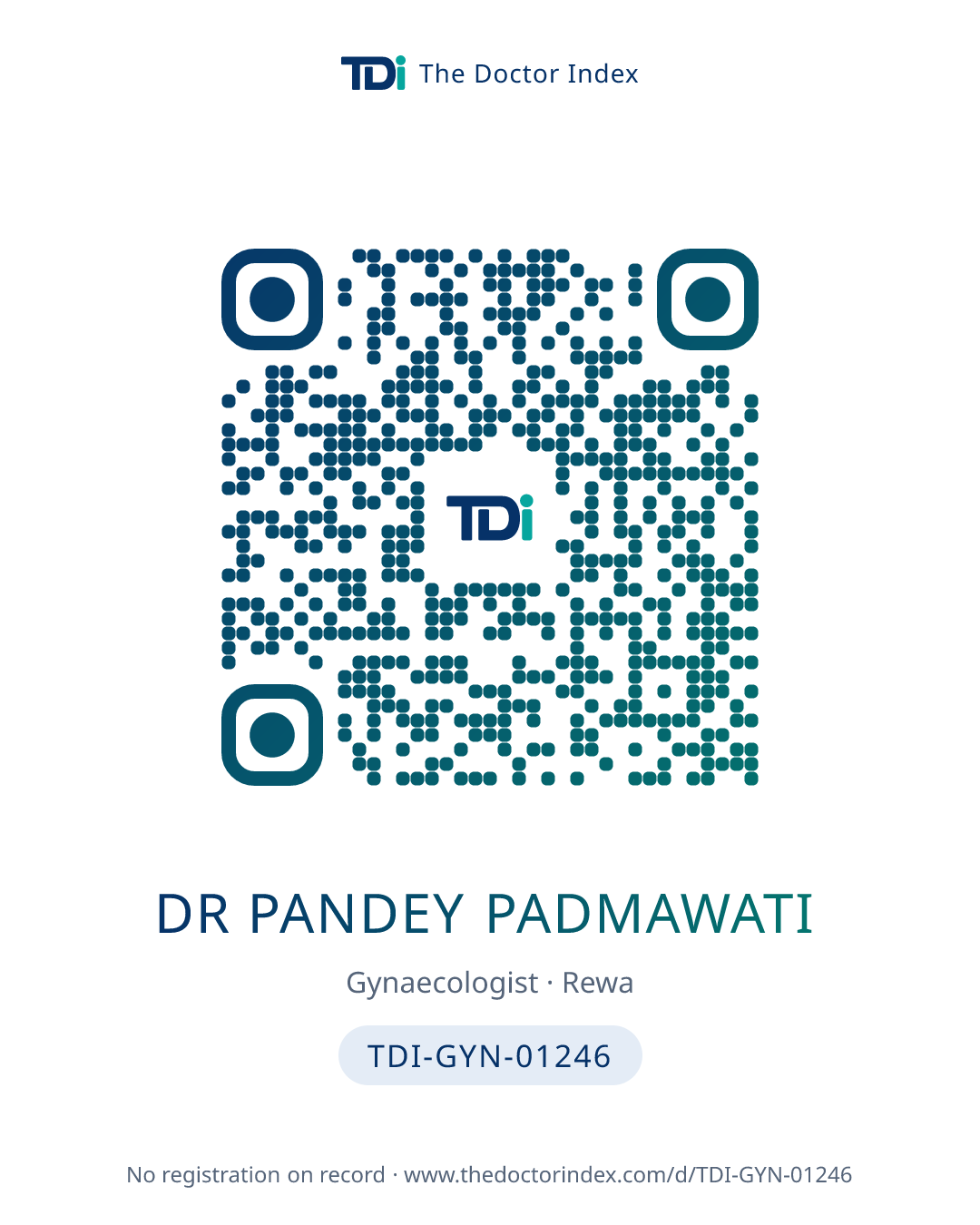 QR card for Dr Pandey Padmawati, TDI-GYN-01246