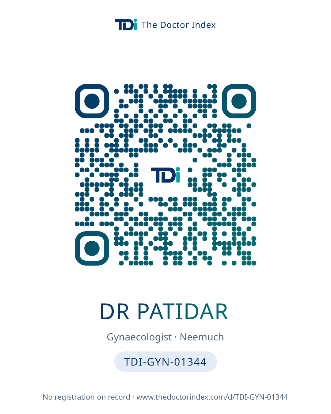 QR card for Dr Patidar, TDI-GYN-01344