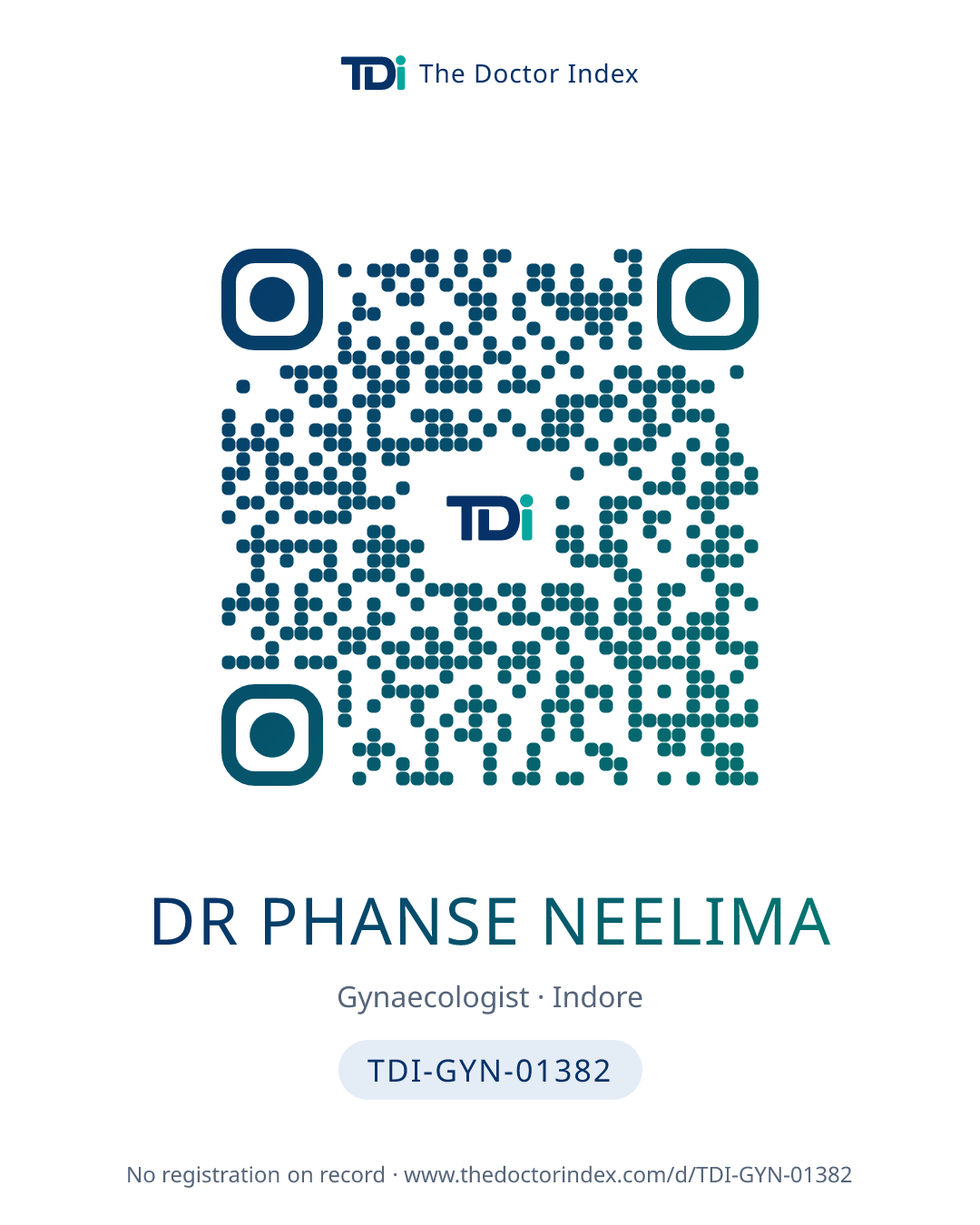 QR card for Dr Phanse Neelima, TDI-GYN-01382