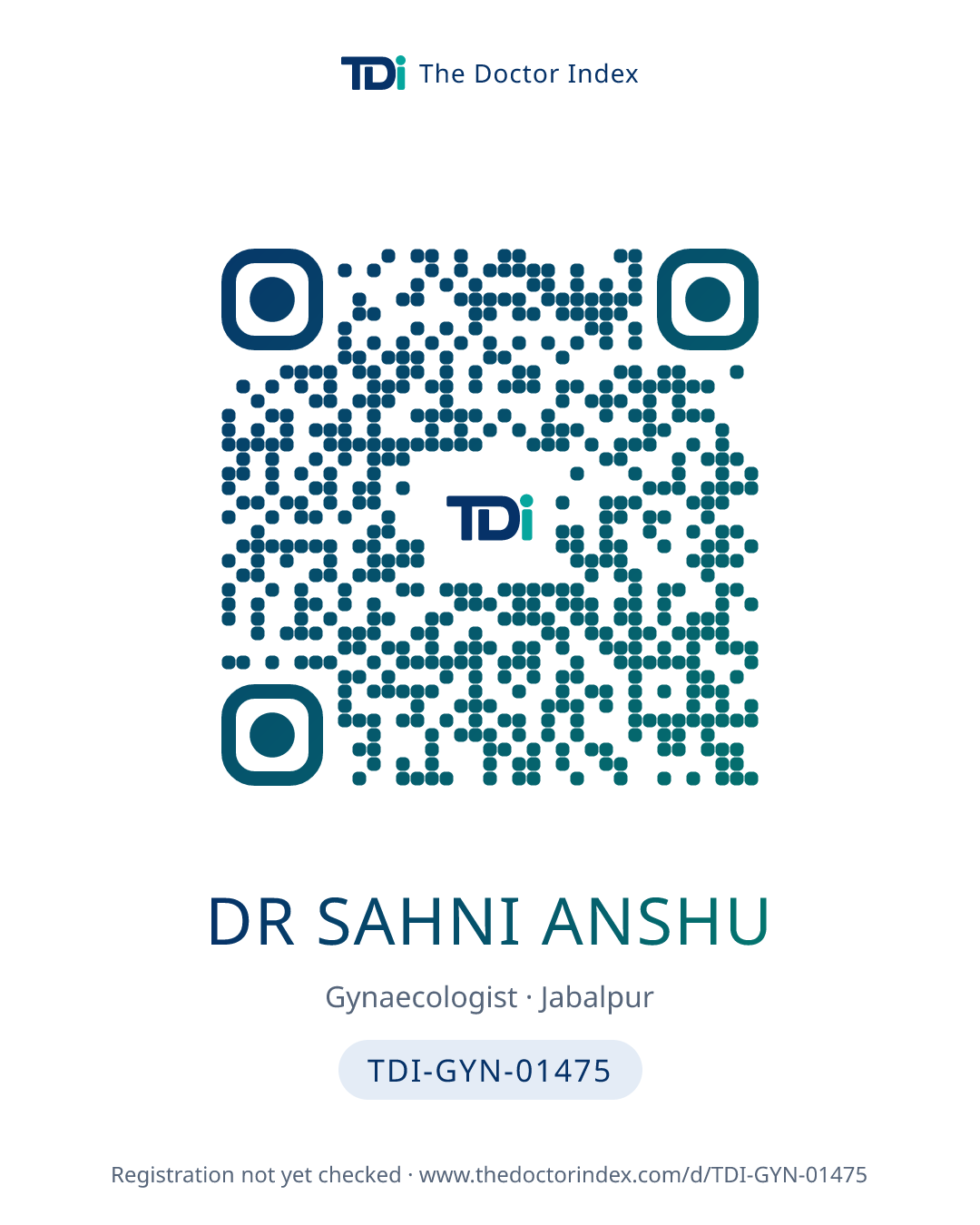 QR card for Dr Sahni Anshu, TDI-GYN-01475