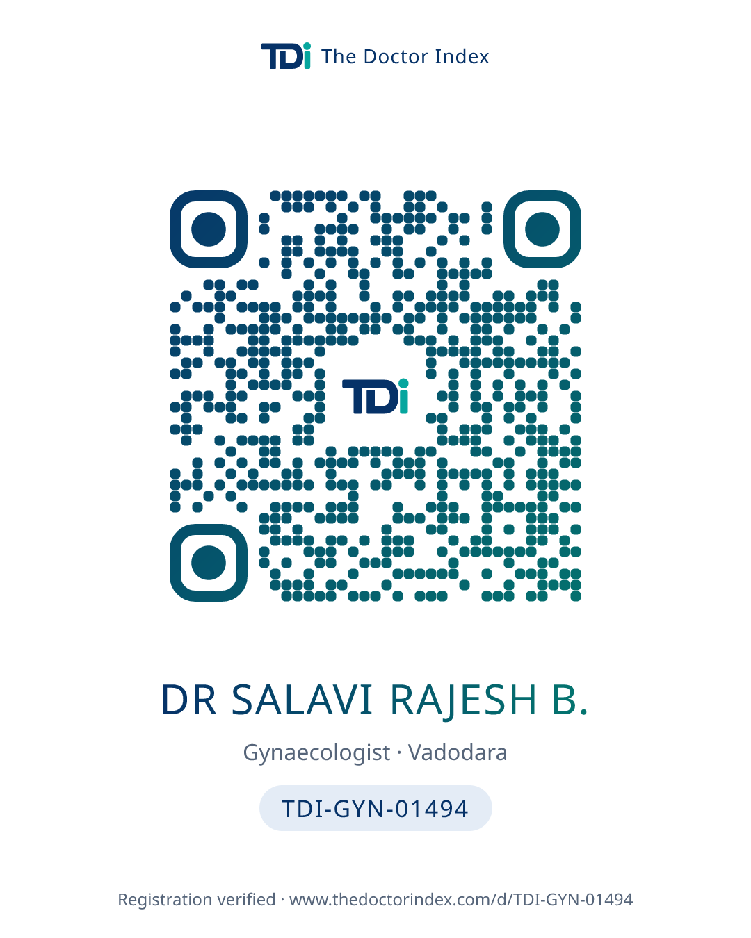 QR card for Dr Salavi Rajesh B., TDI-GYN-01494