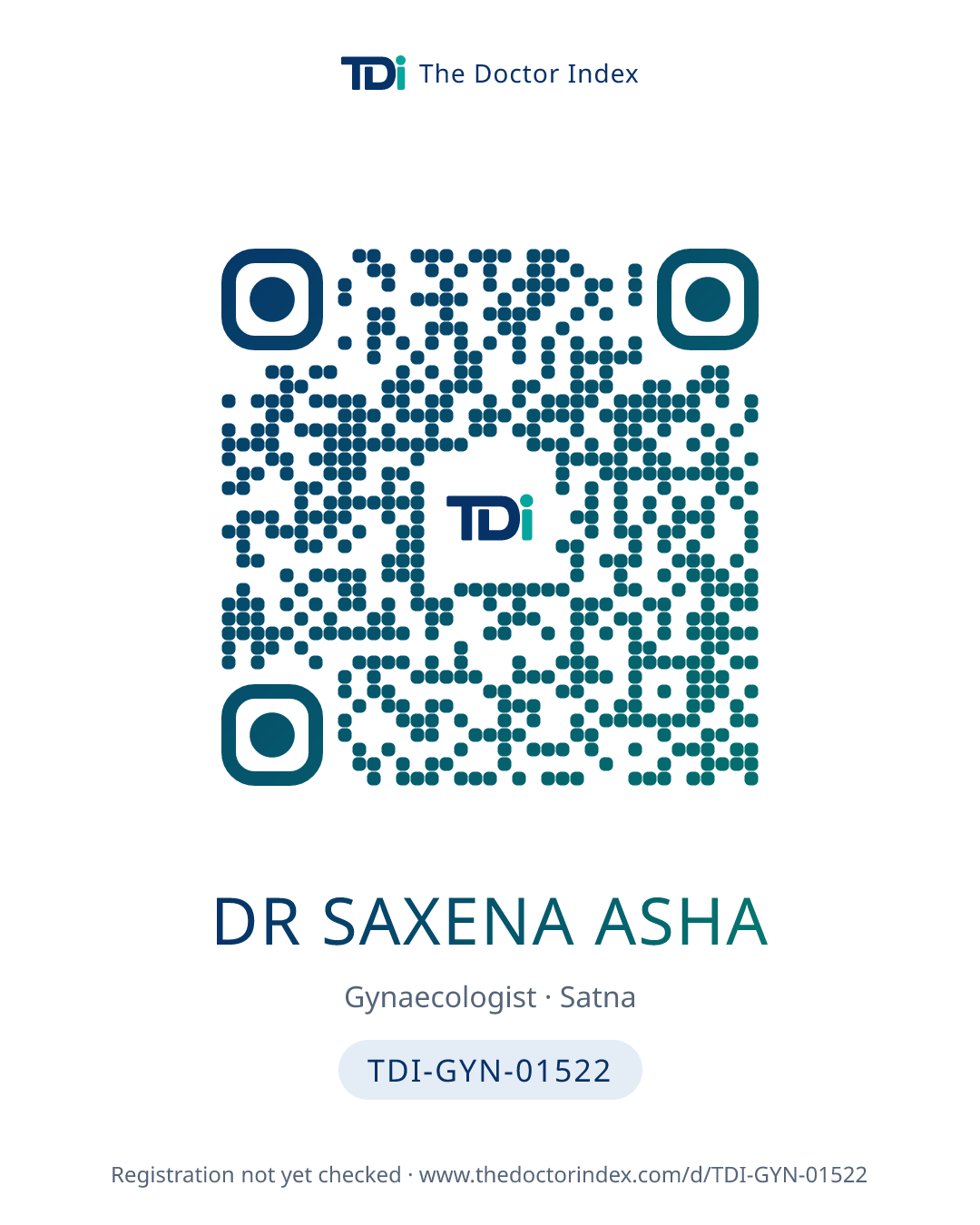 QR card for Dr Saxena Asha, TDI-GYN-01522