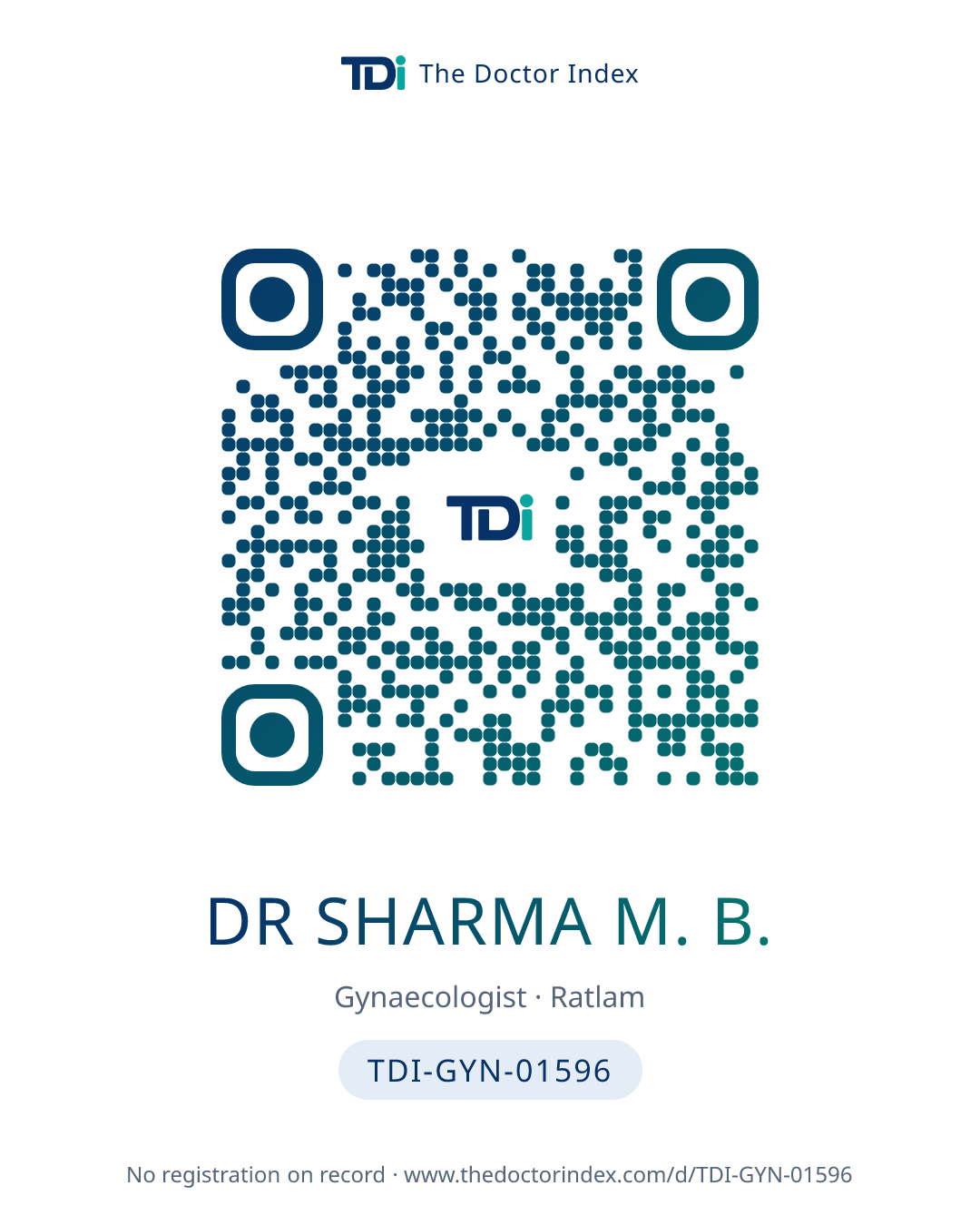 QR card for Dr Sharma M. B., TDI-GYN-01596