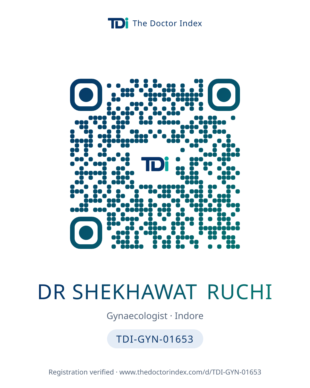 QR card for Dr Shekhawat Ruchi, TDI-GYN-01653