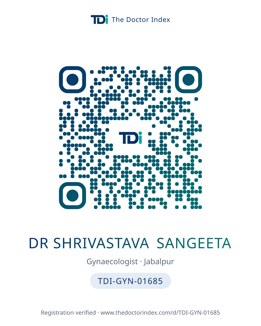 QR card for Dr Shrivastava Sangeeta, TDI-GYN-01685