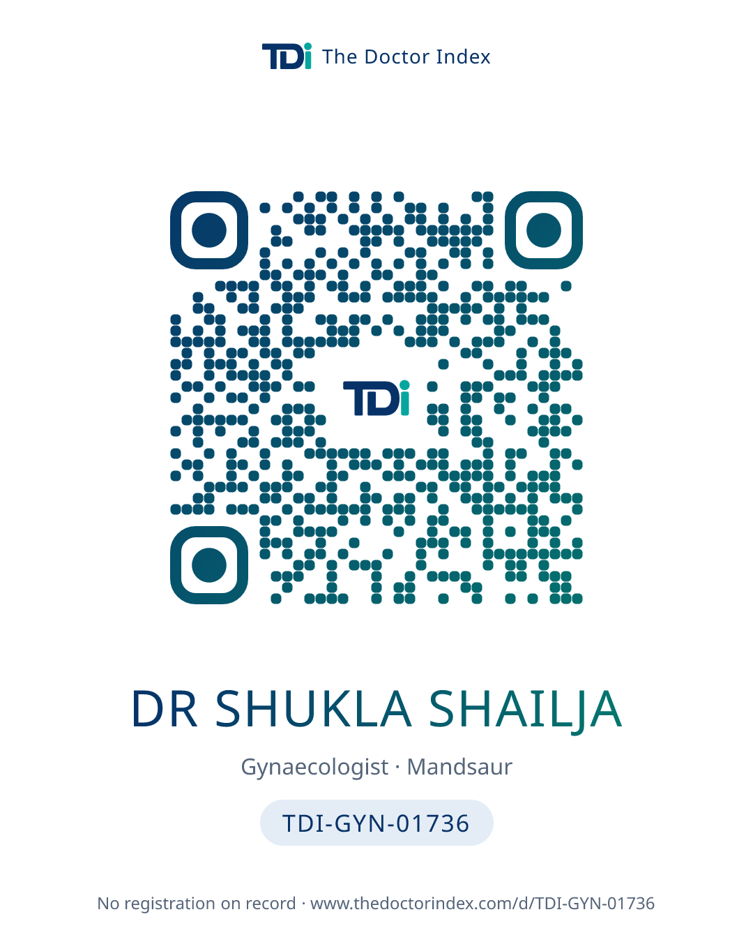 QR card for Dr Shukla Shailja, TDI-GYN-01736