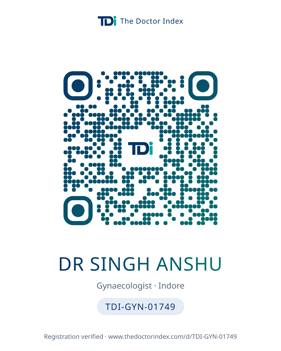 QR card for Dr Singh Anshu, TDI-GYN-01749