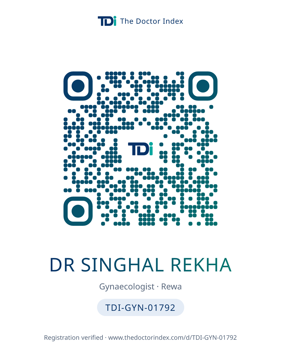 QR card for Dr Singhal Rekha, TDI-GYN-01792