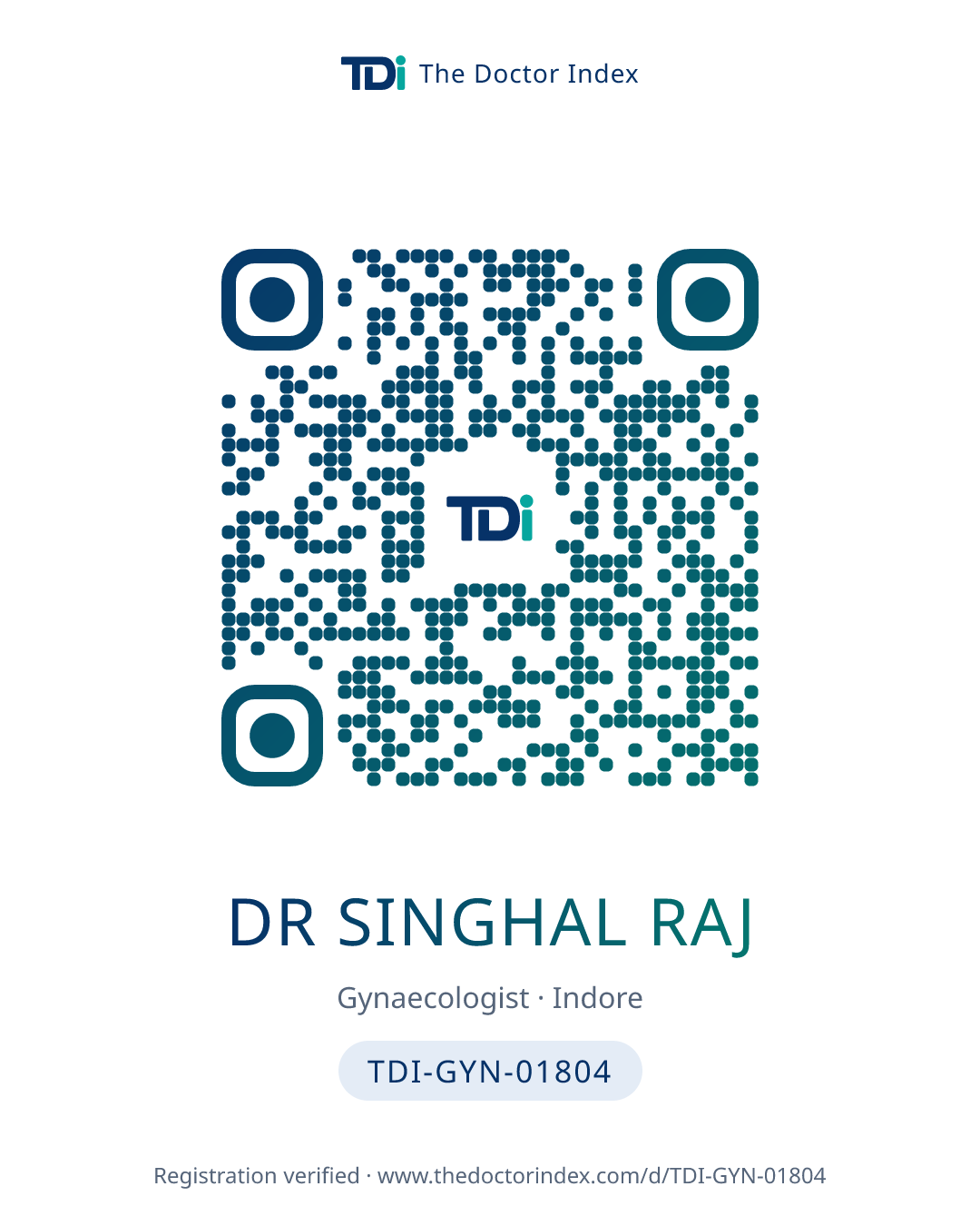 QR card for Dr Singhal Raj, TDI-GYN-01804