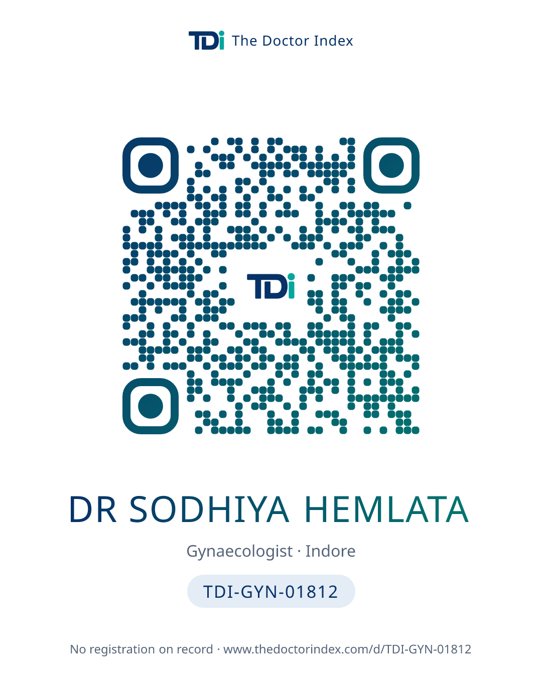 QR card for Dr Sodhiya Hemlata, TDI-GYN-01812