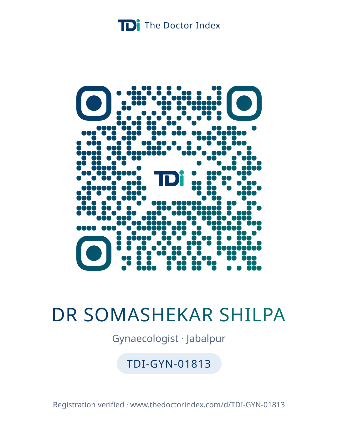 QR card for Dr Somashekar Shilpa, TDI-GYN-01813