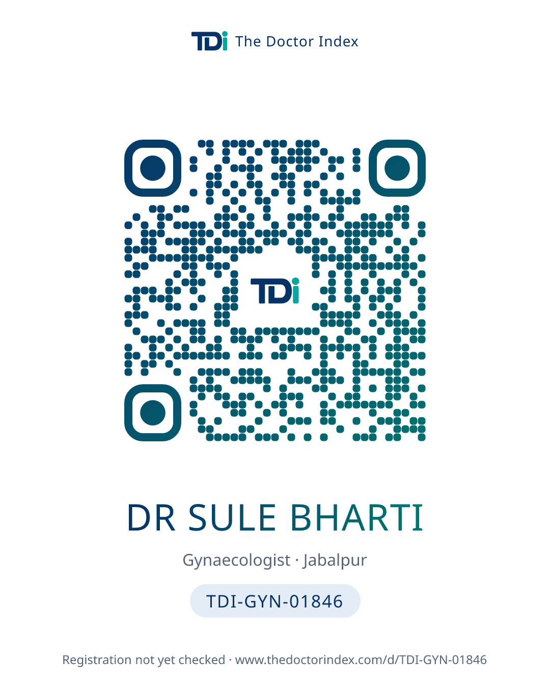 QR card for Dr Sule Bharti, TDI-GYN-01846