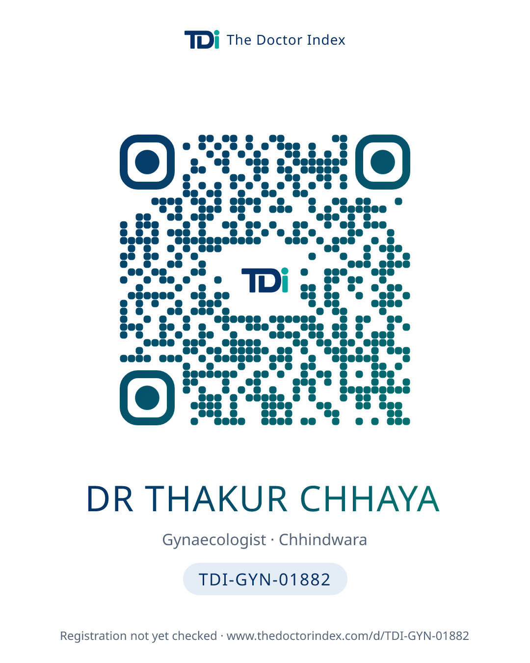 QR card for Dr Thakur Chhaya, TDI-GYN-01882