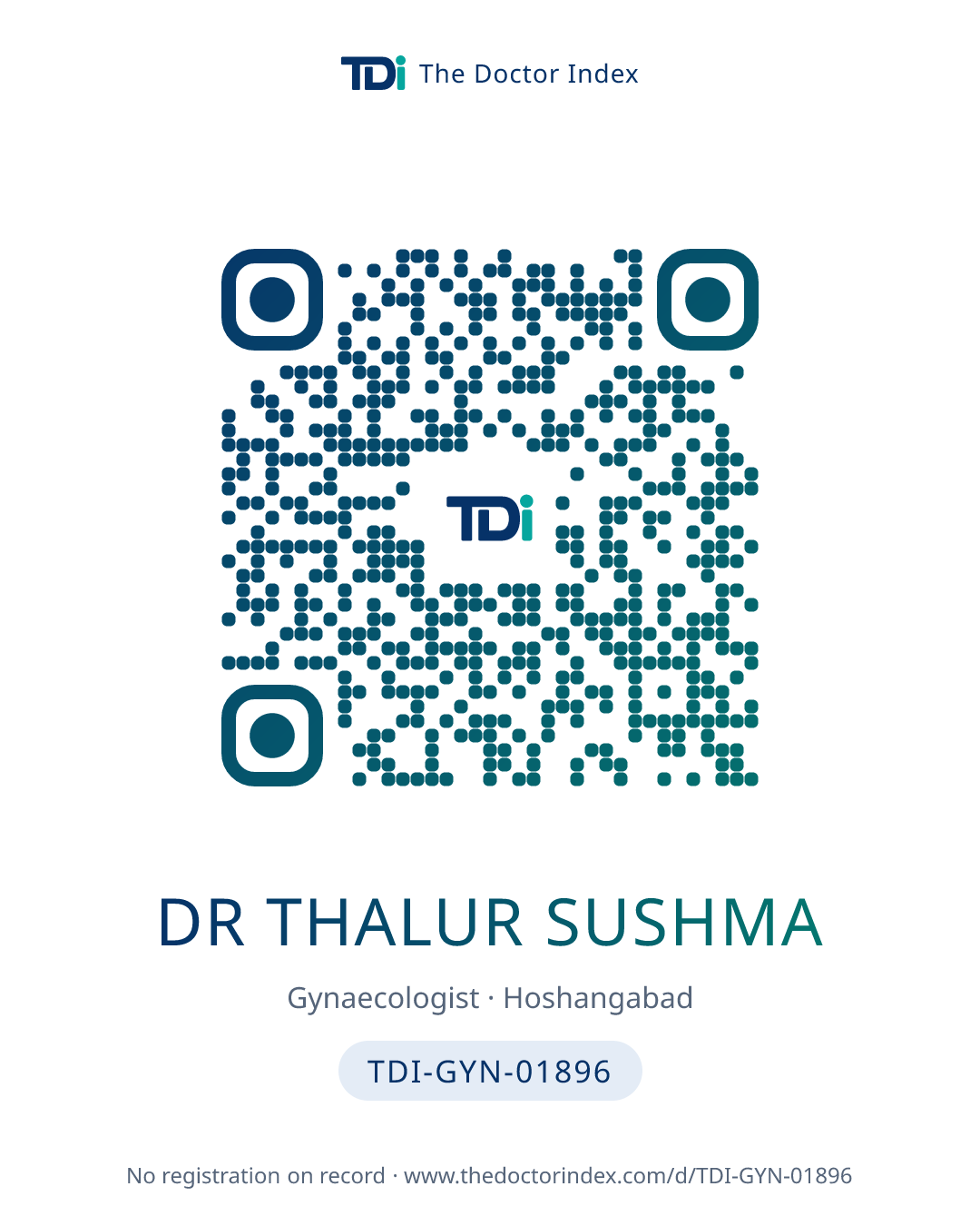 QR card for Dr Thalur Sushma, TDI-GYN-01896