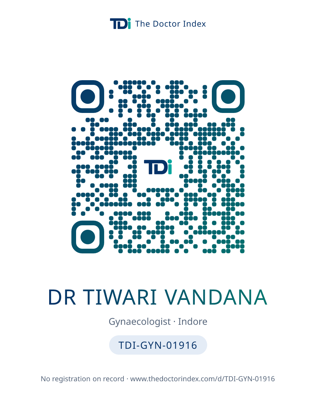 QR card for Dr Tiwari Vandana, TDI-GYN-01916