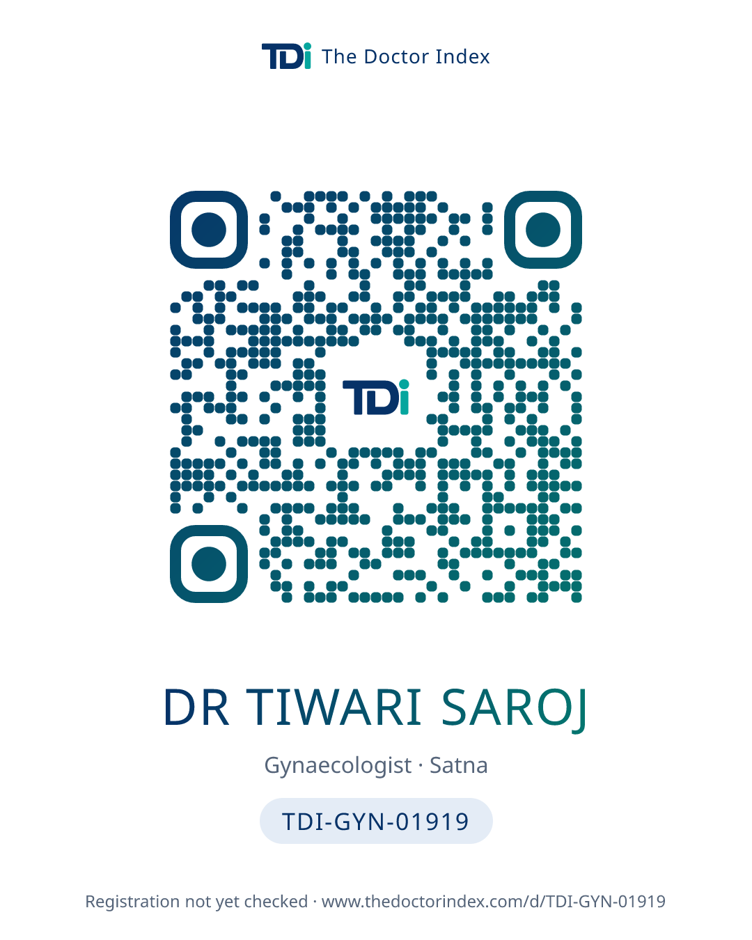 QR card for Dr Tiwari Saroj, TDI-GYN-01919