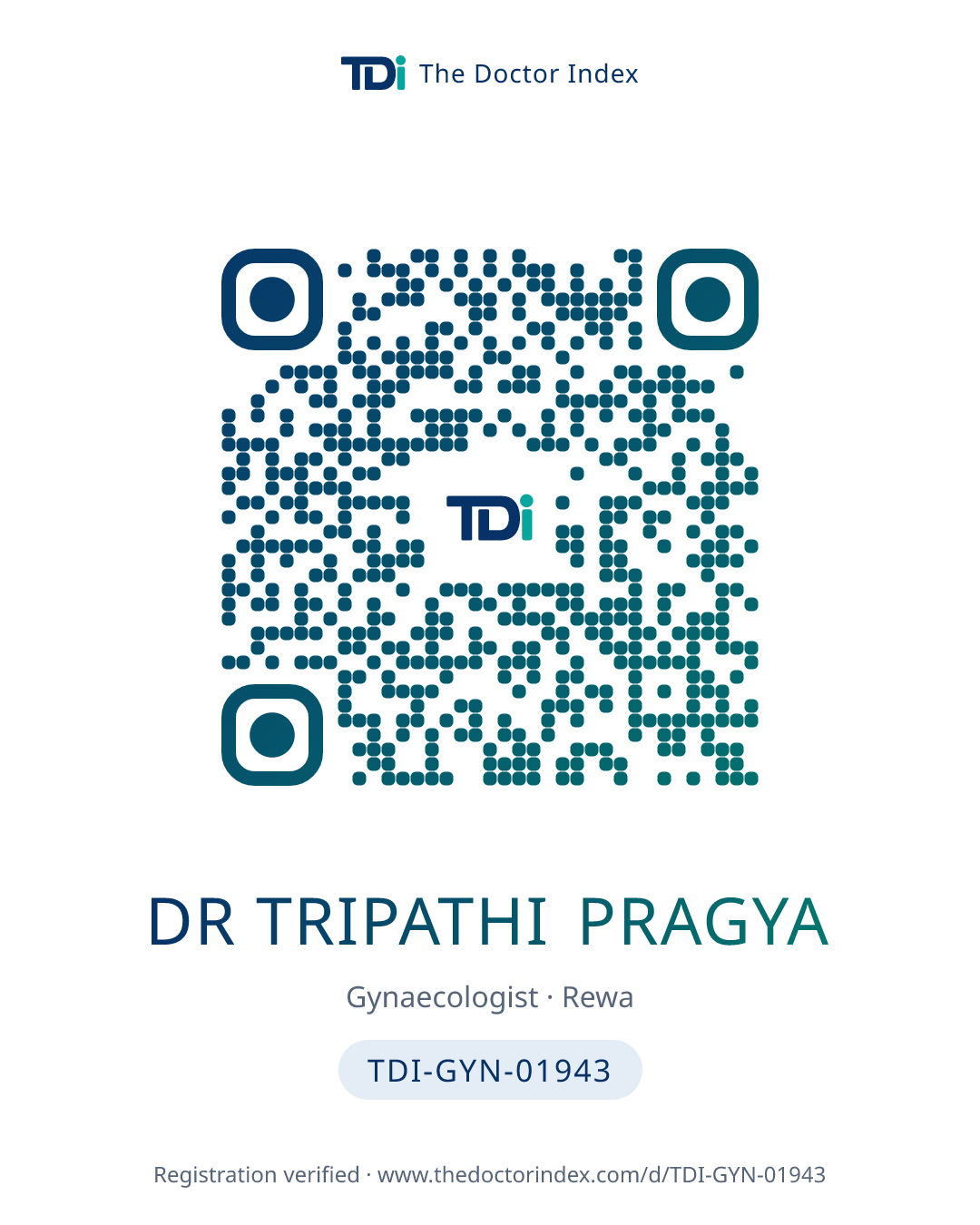 QR card for Dr Tripathi Pragya, TDI-GYN-01943