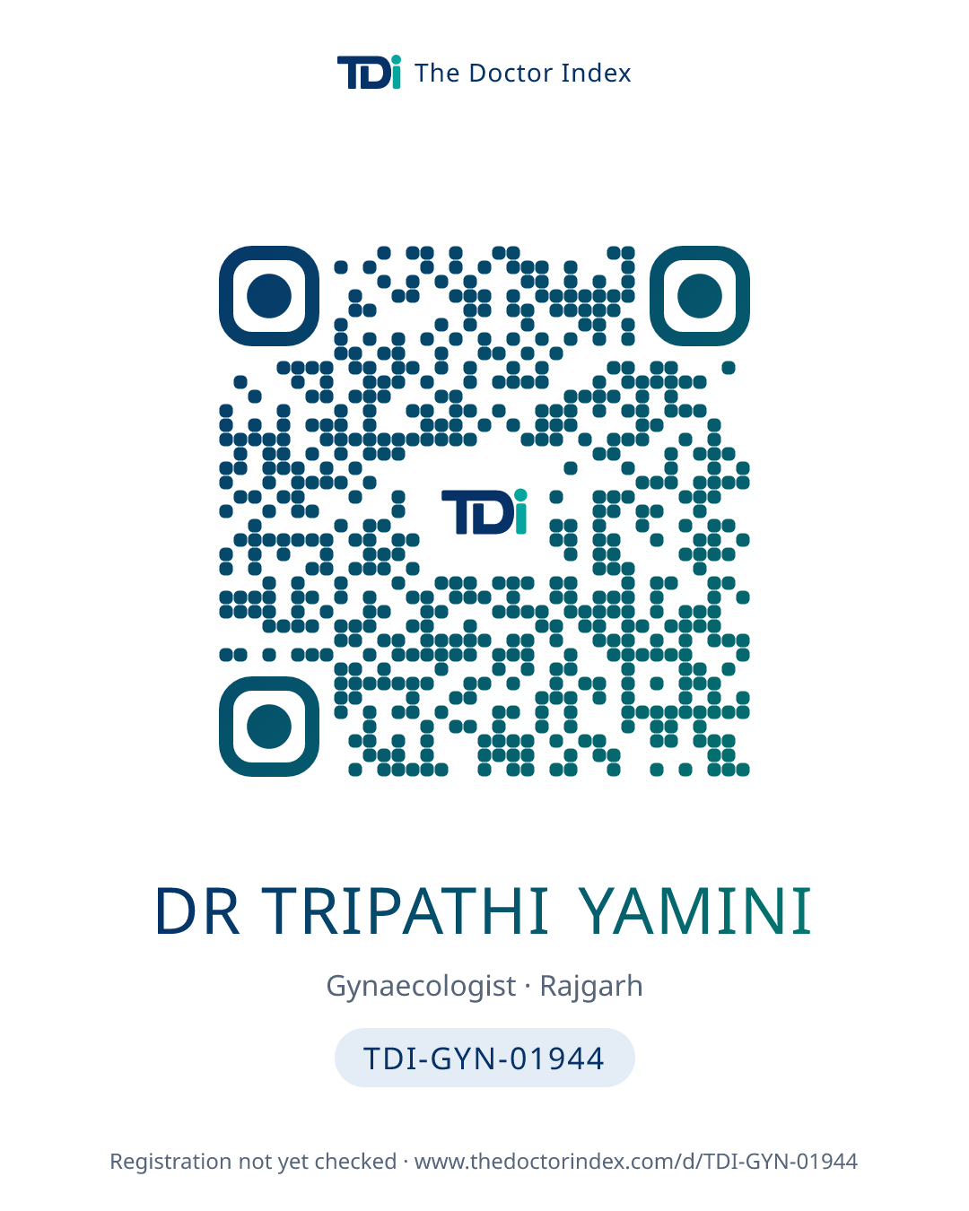 QR card for Dr Tripathi Yamini, TDI-GYN-01944