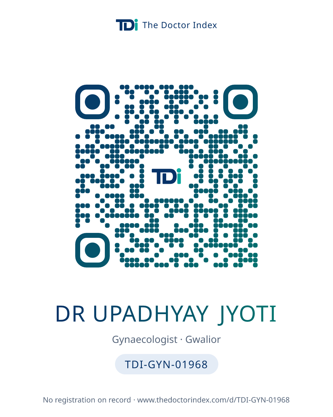 QR card for Dr Upadhyay Jyoti, TDI-GYN-01968
