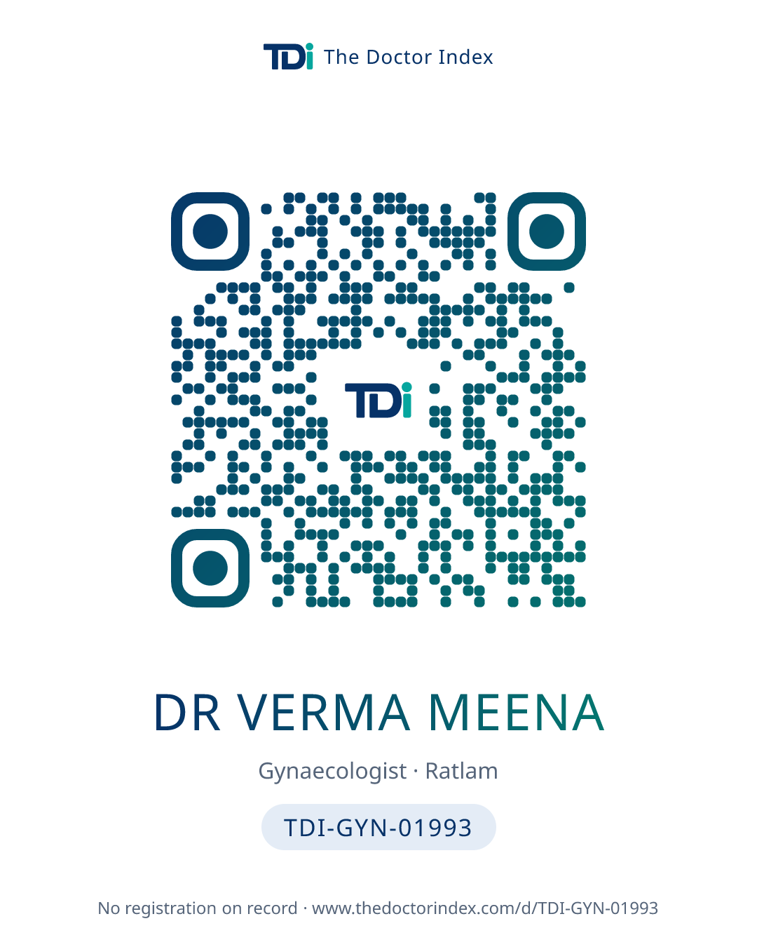 QR card for Dr Verma Meena, TDI-GYN-01993