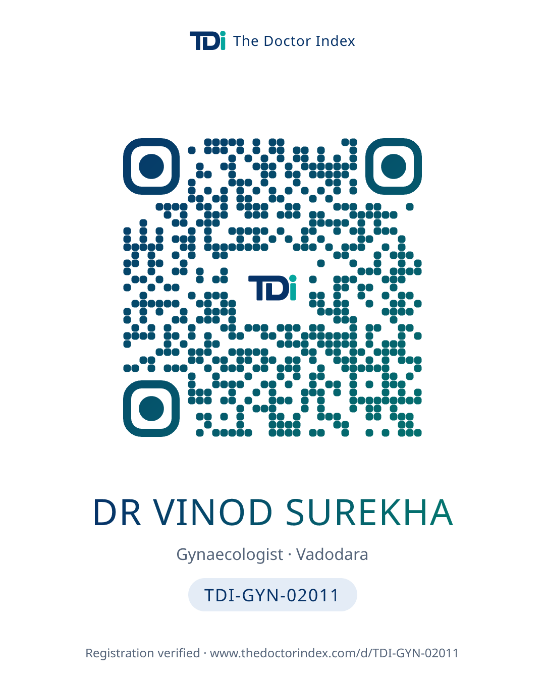 QR card for Dr Vinod Surekha, TDI-GYN-02011