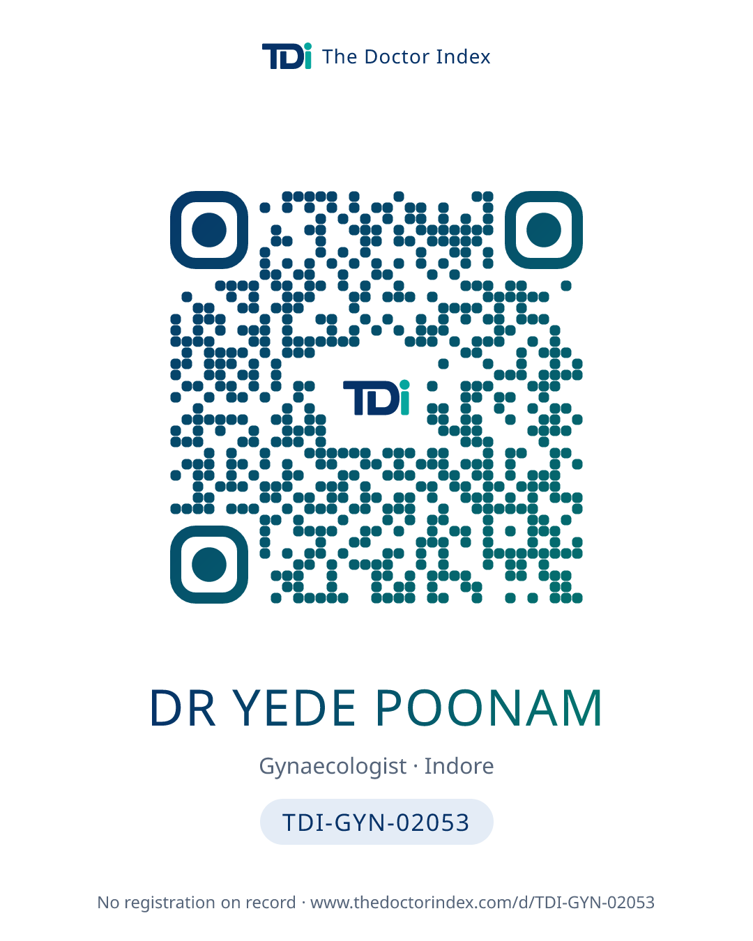 QR card for Dr Yede Poonam, TDI-GYN-02053