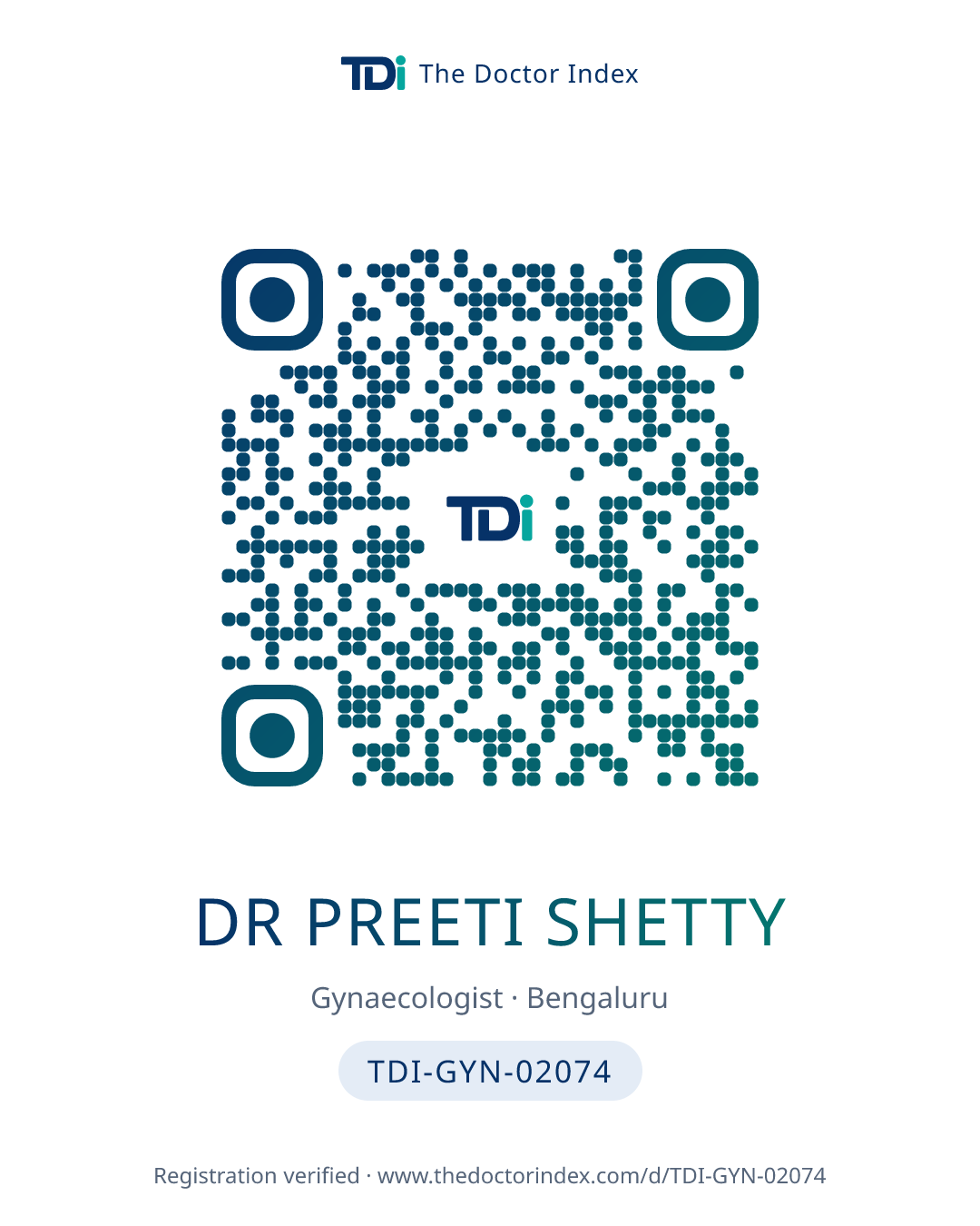 QR card for Dr Preeti Shetty, TDI-GYN-02074