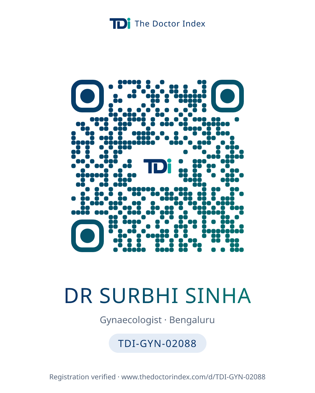 QR card for Dr Surbhi Sinha, TDI-GYN-02088