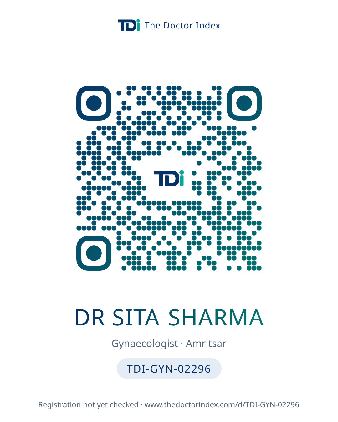 QR card for Dr Sita Sharma, TDI-GYN-02296
